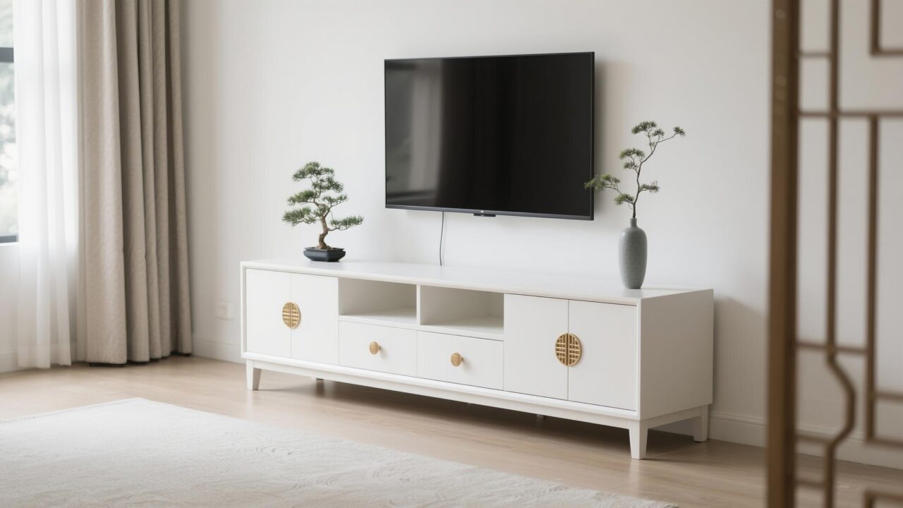 Comode TV albe – modele moderne pentru un decor luminos