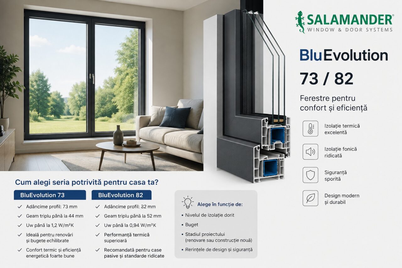 Fereastră modernă Salamander BluEvolution în living luminos